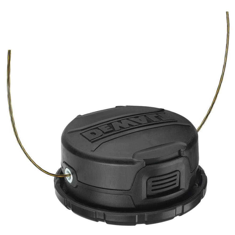 DEWALT head spool trimmer replacement enables fast line feed for neat edging.