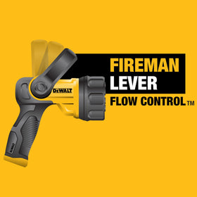 DEWALT Hydro Cannon Nozzle fireman-lever-control enables quick spray changes on the fly.