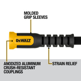 DEWALT molded grips around anodized couplings ensure secure connections.