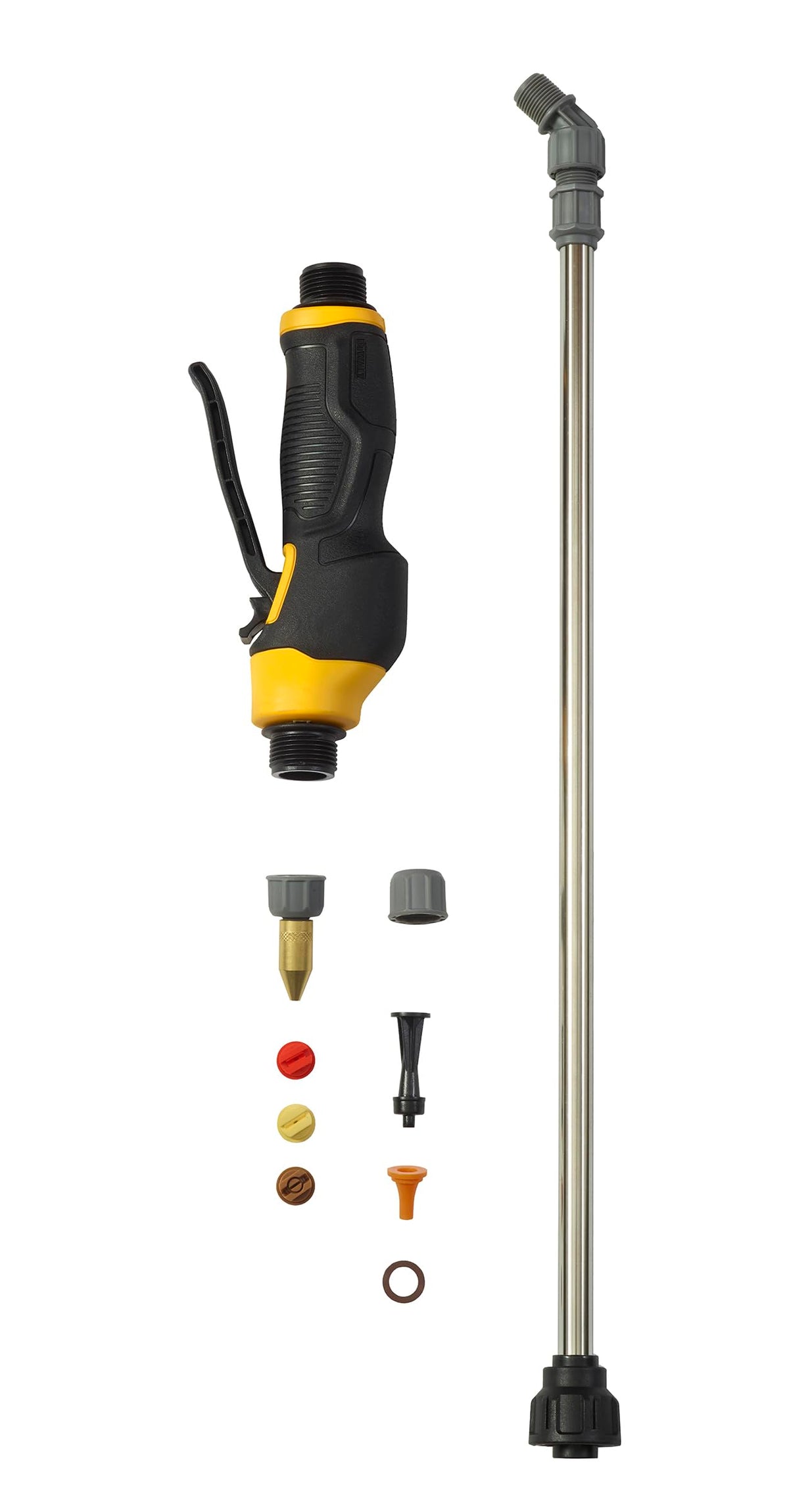DEWALT sprayer nozzles kit enabling precise patterns and easy model compatibility.