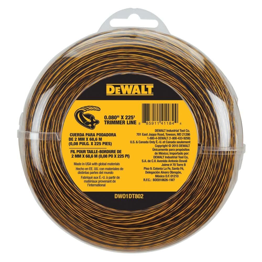 Durable DEWALT line with flexible materials resisting nicks during edging