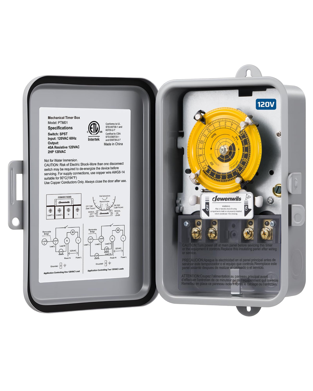 DEWENWILS 24-hour timer dial front for daily automatic control of lights and pumps