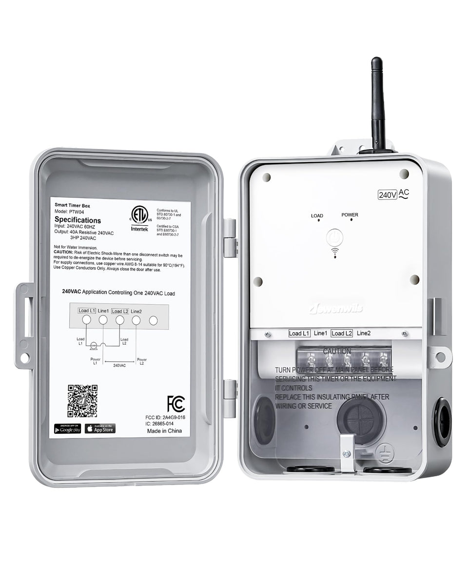 DEWENWILS pool timer exterior box front view for outdoor scheduling