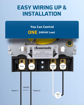 DEWENWILS timer weatherproof image emphasizes IP44 rating for harsh conditions.