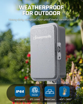 DEWENWILS weatherproof metal enclosure protects outdoor connections