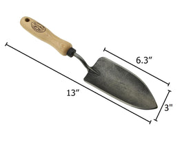 DeWit Tierra forged hand trowel ash handle offers comfortable grip for extended use