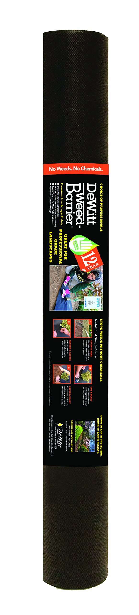 Dewitt 3-foot by 100-foot landscape fabric provides long-term weed barrier and improved water flow.