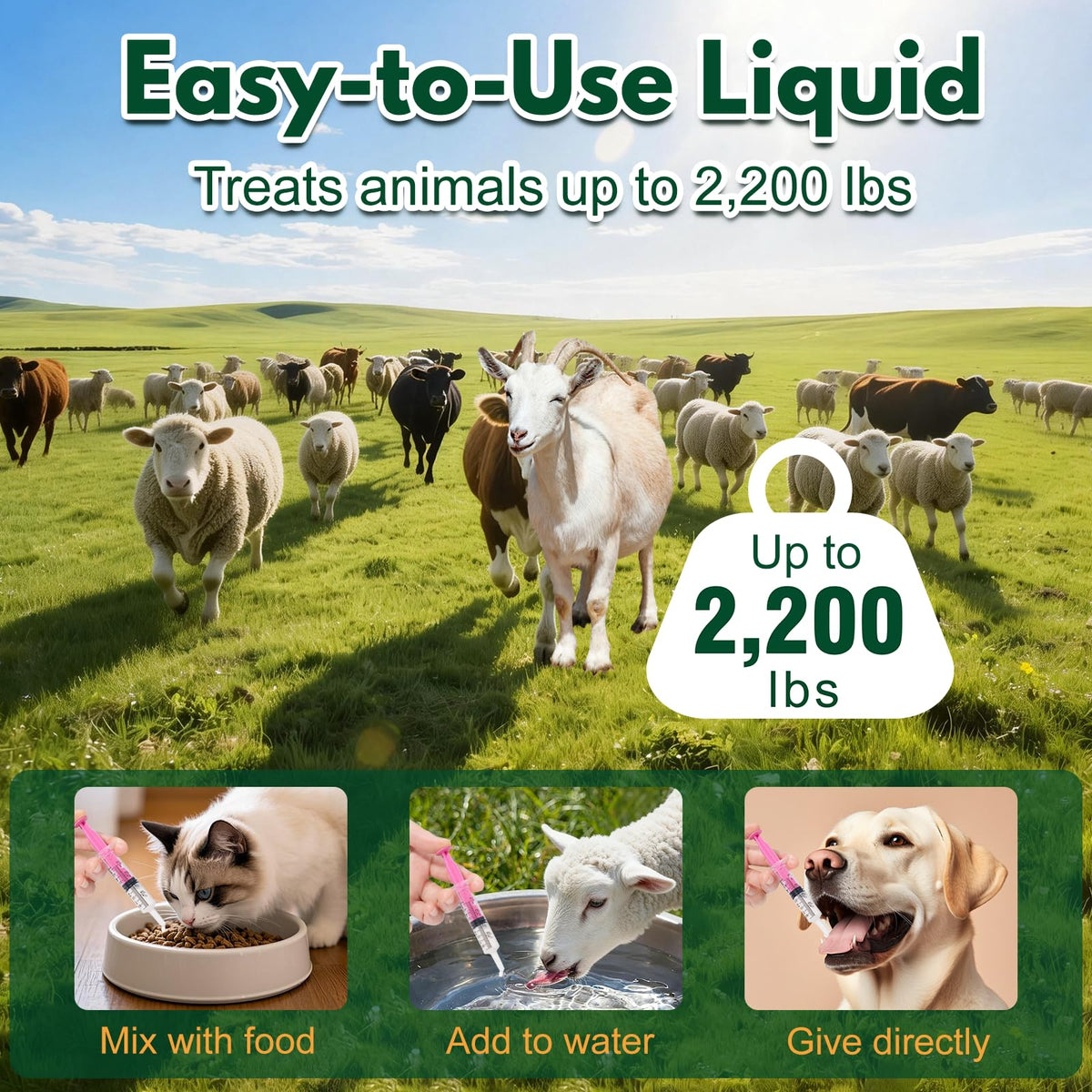 Dewormer Fenbendazole on mixed farm ideal for multiple species.