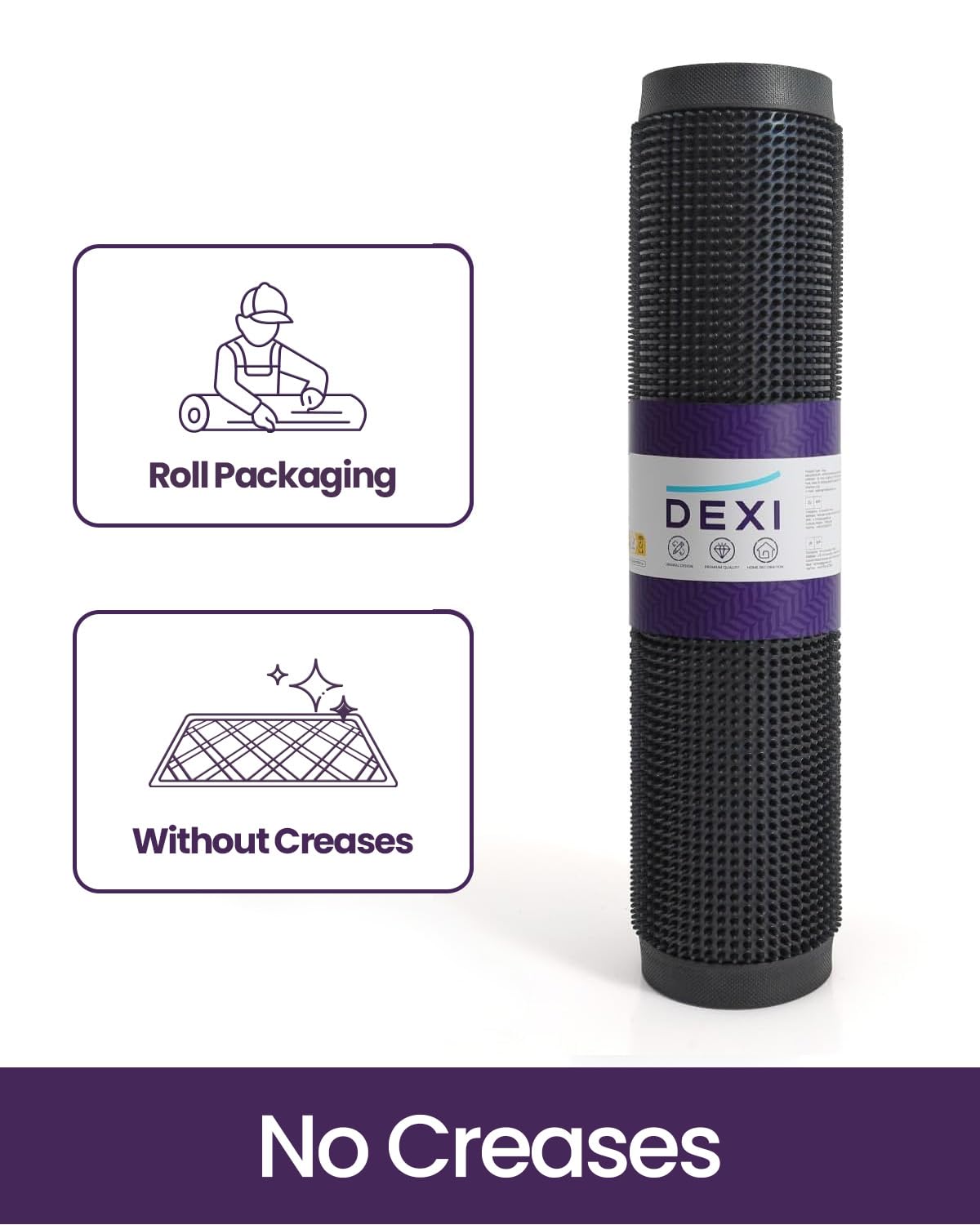 DEXI low-profile black mat fits under doors
