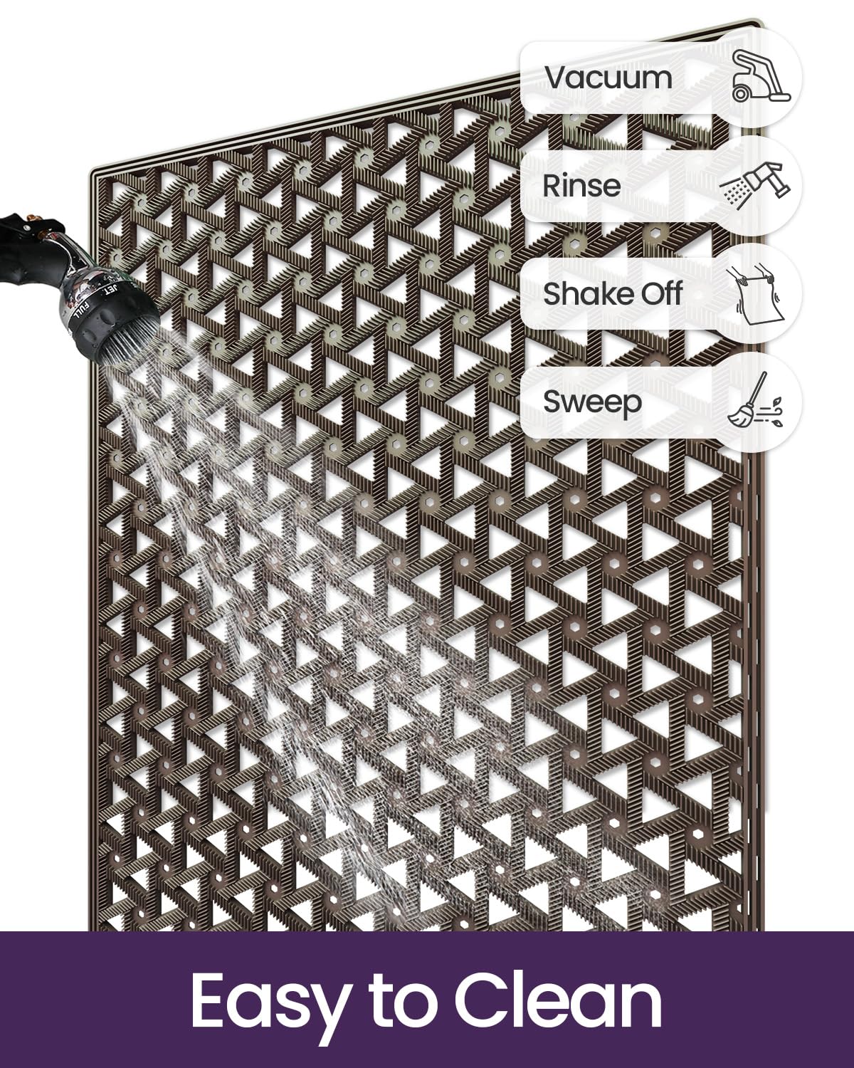Easy rinse and natural air-drying maintains fresh look.