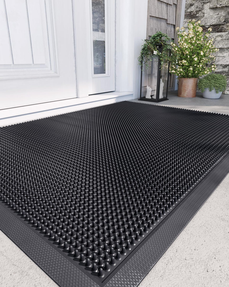 DEXI front door mat outdoors with non-slip backing helps keep the entry clean