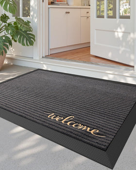 DEXI front door mat outside entry with absorbent surface catching dirt and moisture