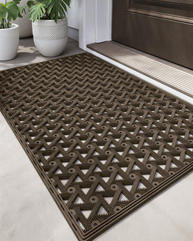 DEXI front door mat with non-slip backing keeps entryways safe.