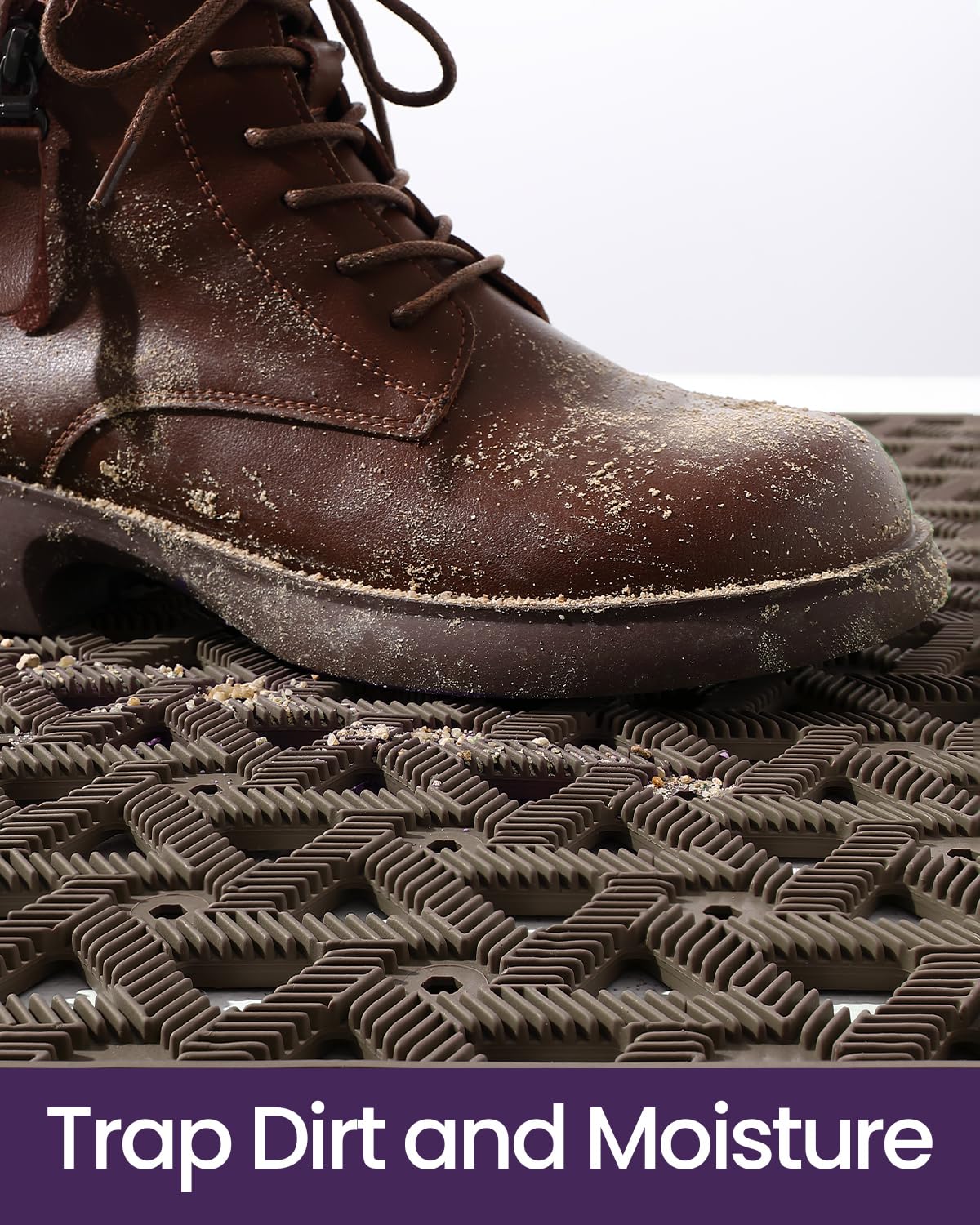 150+ drain holes prevent pooling and keep floors dry.