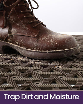 150+ drain holes prevent pooling and keep floors dry.