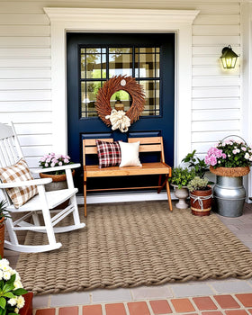 DEXI jute door mat closeup shows braided weave and sturdy texture for high-traffic entrances.