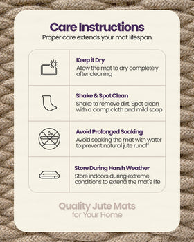DEXI jute door mat care instructions for long-lasting use.