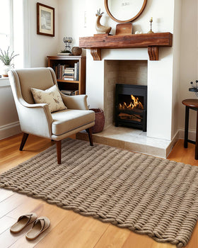 DEXI jute door mat non-slip design stays secure on hardwood floors.