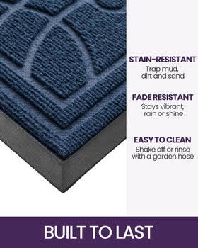 DEXI non-slip rubber-backed mat blue provides secure placement at doors