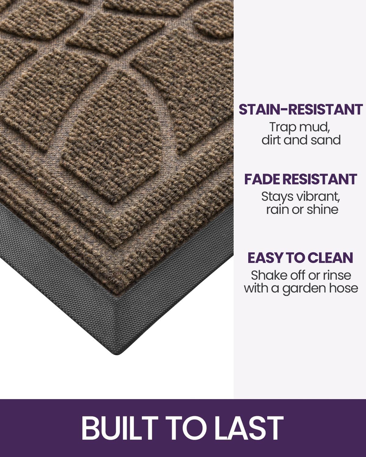 DEXI pattern groove dirt-trap mat keeps entryways cleaner after outdoor use