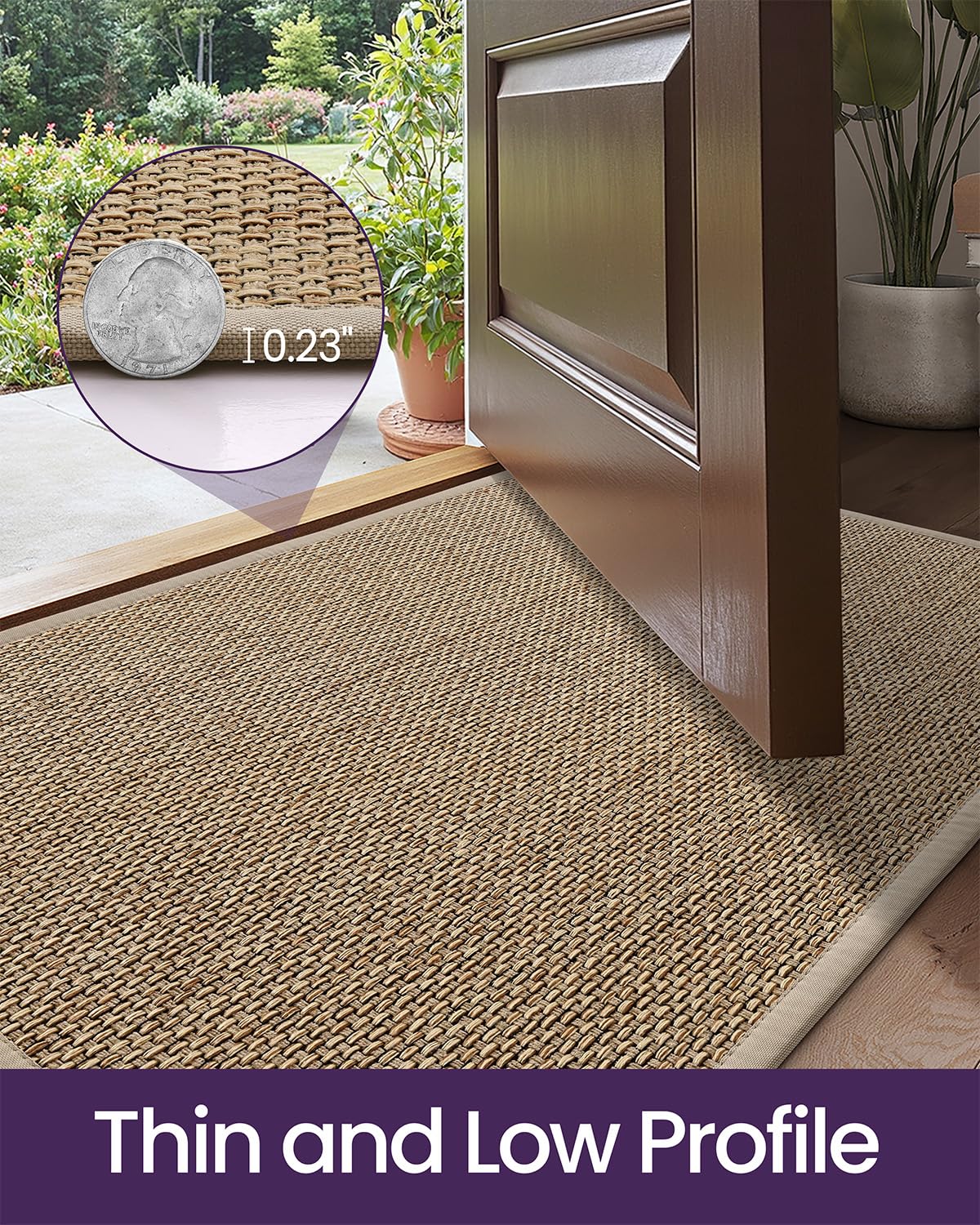 DEXI Ultra Thin Entryway Mat beige low-profile under door fit
