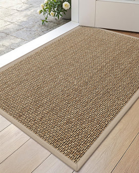 DEXI Ultra Thin Entryway Mat beige top view showing dirt-trapping surface