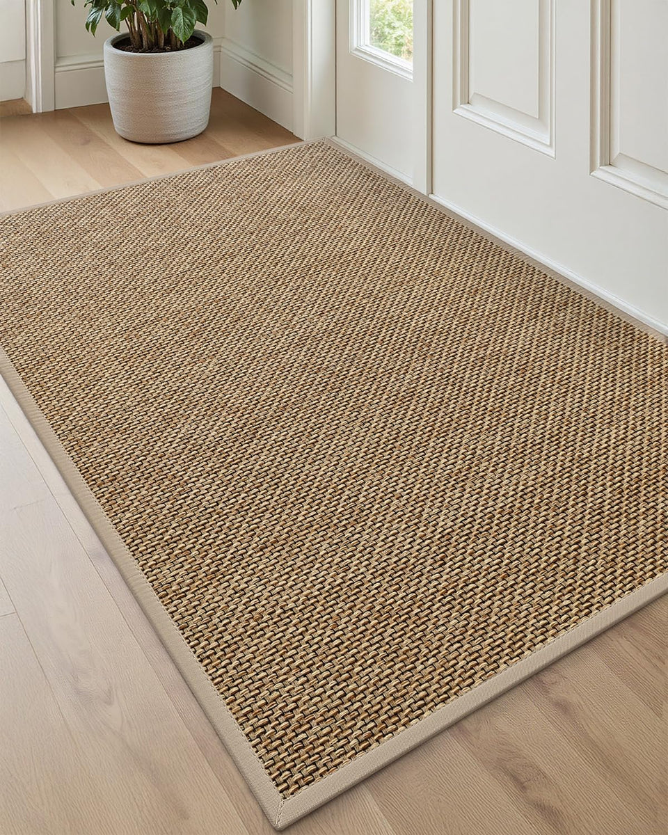 DEXI Ultra Thin Entryway Mat beige 32x48 front view shows low-profile clearance