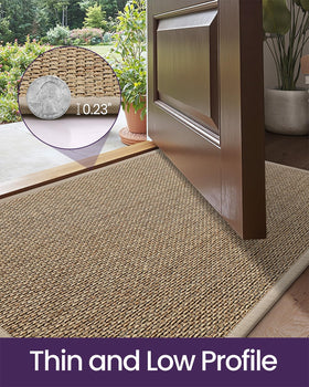 DEXI Ultra Thin Entryway Mat beige low-profile design fits under doors