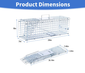 Dexyla 24-inch live animal trap side view showing sturdy construction
