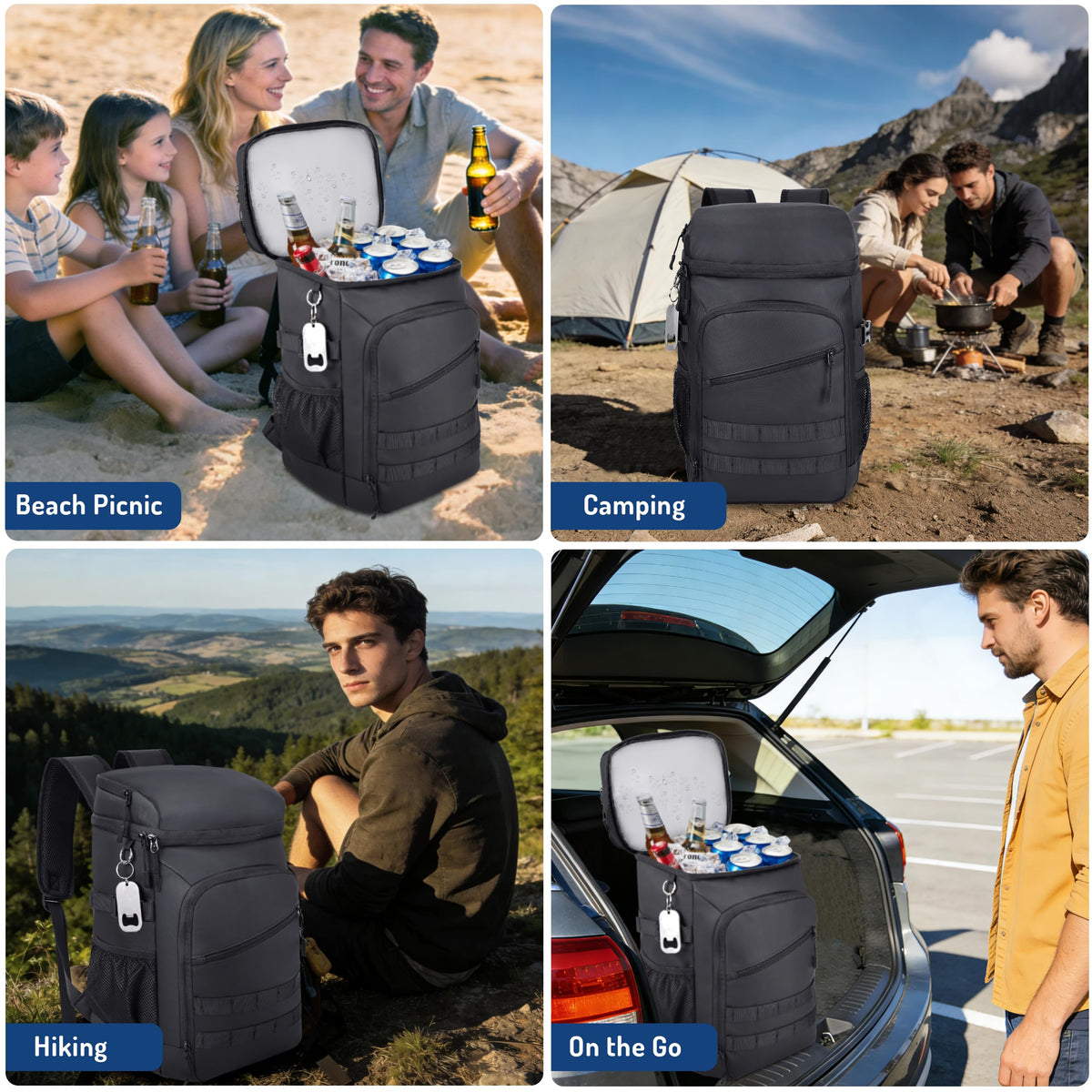 DEYACE Cooler Backpack bottle opener pocket adds convenient access.