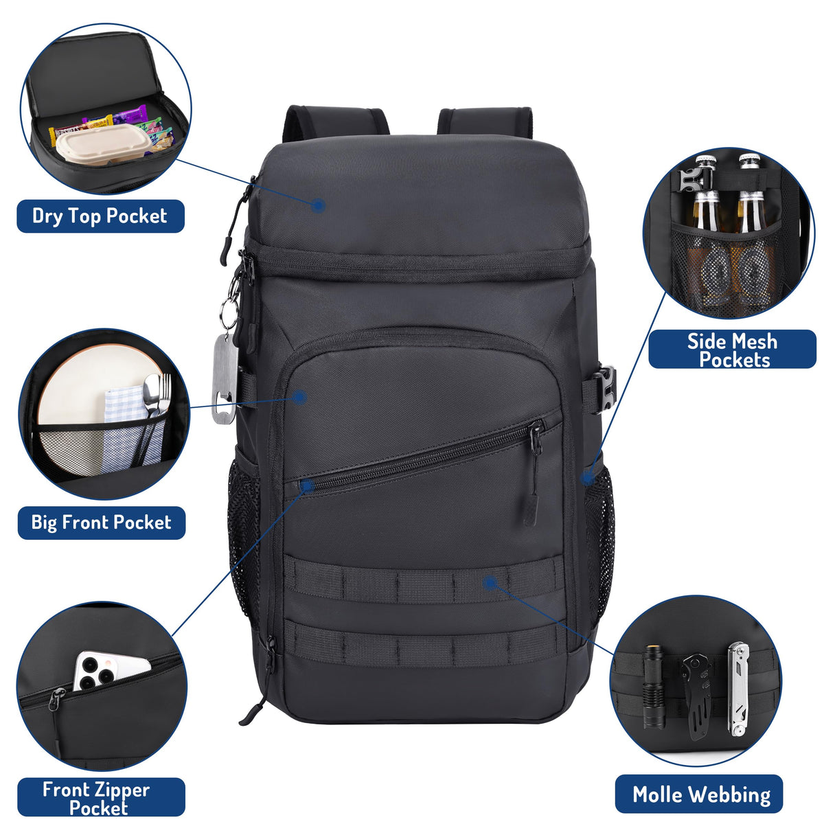 DEYACE Cooler Backpack leak-proof liner supports mess-free transport.