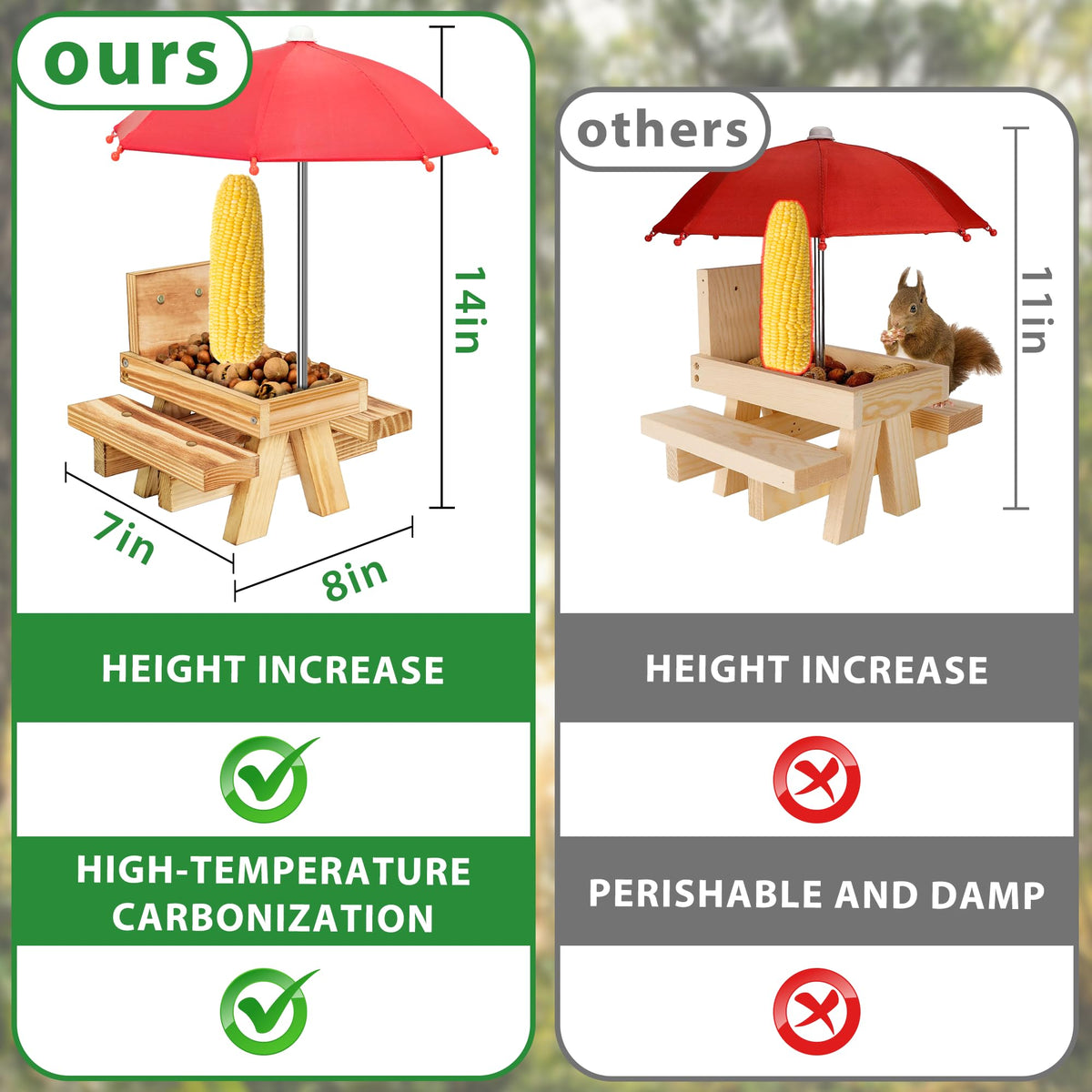 DFANG carbonized wood feeder with weather-resistant finish