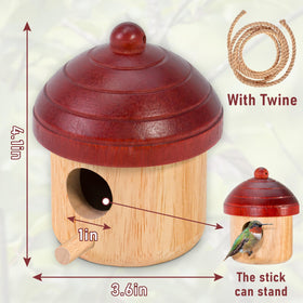 DFANG hanging bird house with hemp rope shows easy outdoor hanging setup
