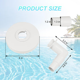 DFD Hayward-compatible vacuum plate with 1-1/4 to 1-1/2 inch hose elbow for easy setup.