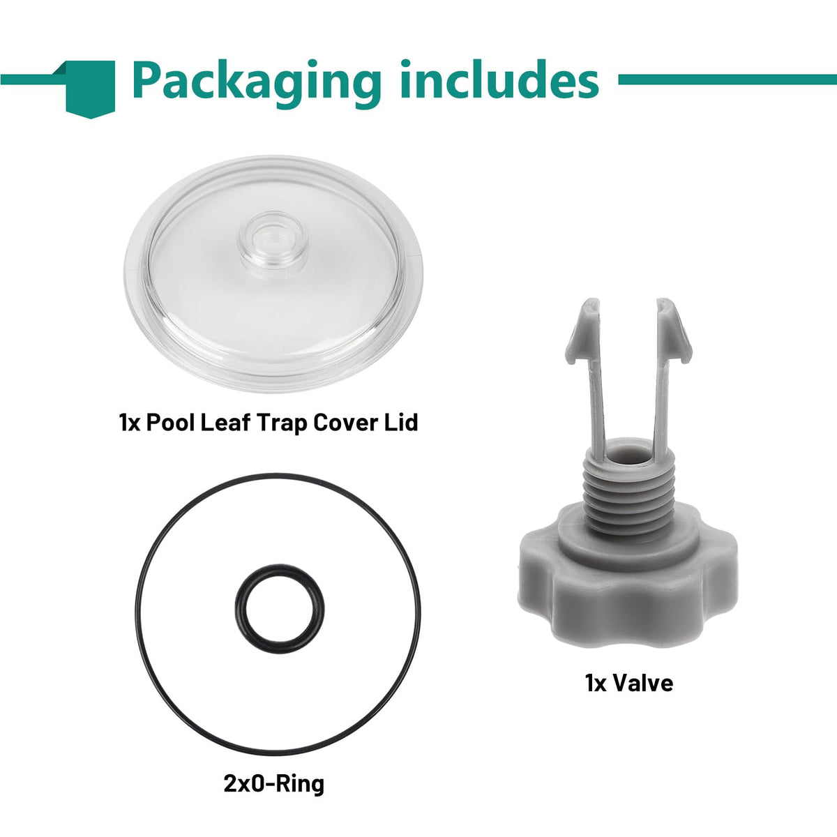 DFD replacement parts packaging includes lid, valve, and two O-rings.