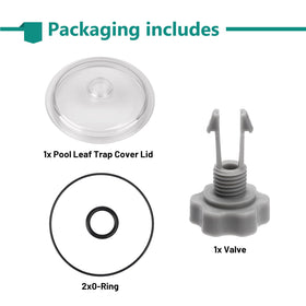 DFD replacement parts packaging includes lid, valve, and two O-rings.