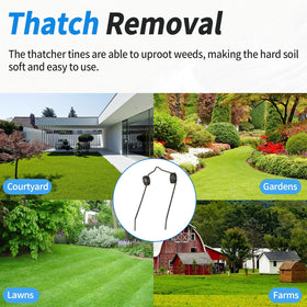 DFNIDY dethatcher tines uproot weeds and lift thatch for healthier lawns.