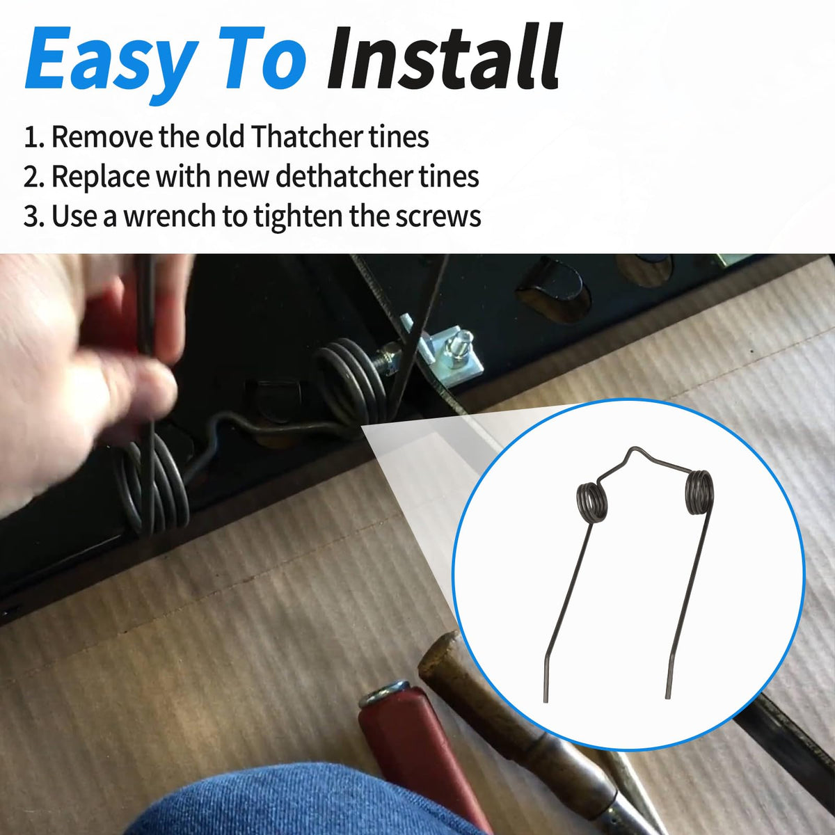 DFNIDY easy-install dethatcher tines for DIY lawn care.
