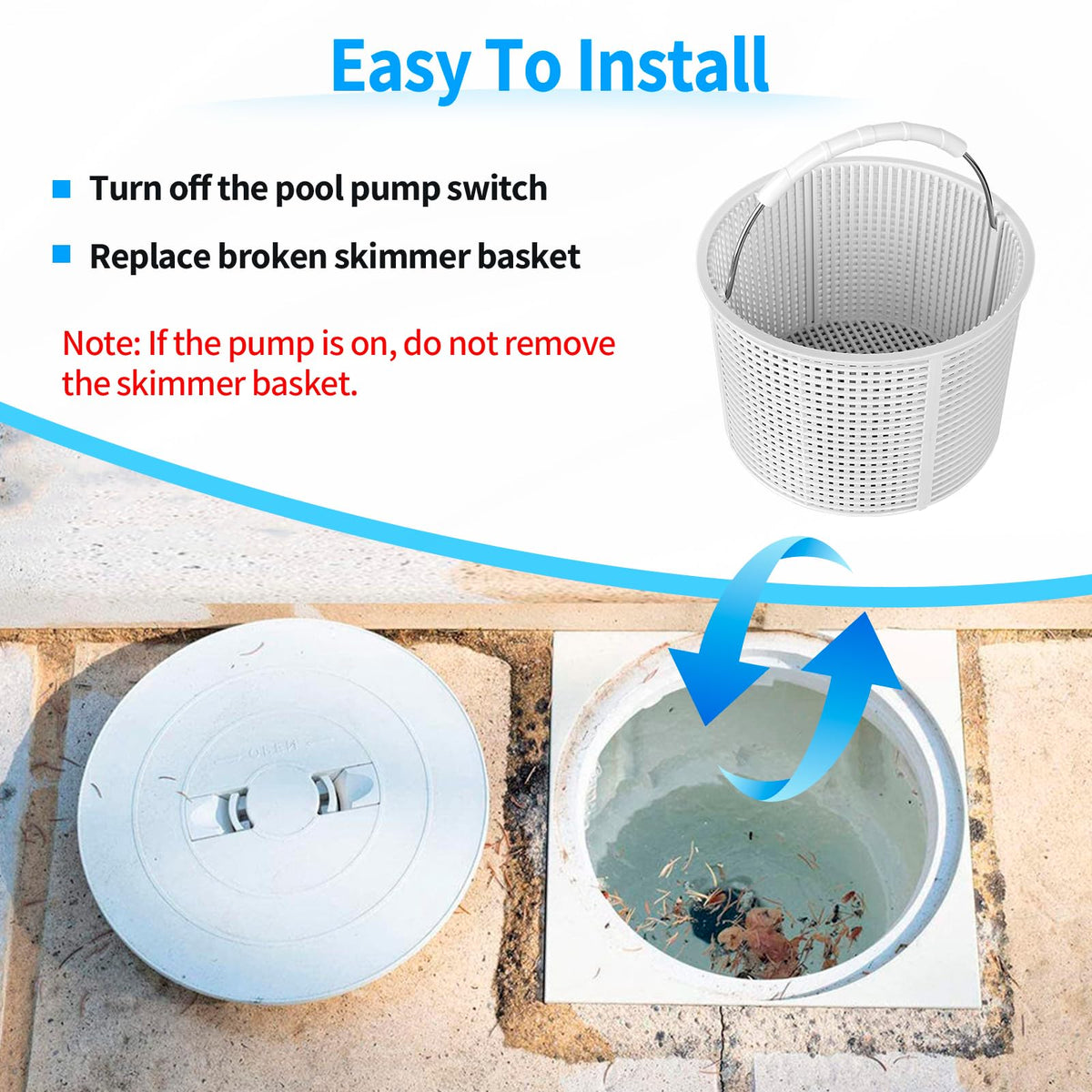 DFNIDY skimmer basket protects pump and filter by catching large debris