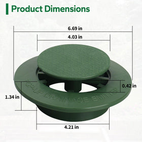 Closeup of Dfnidy green flange on pop-up emitter cap showing debris-resistant design
