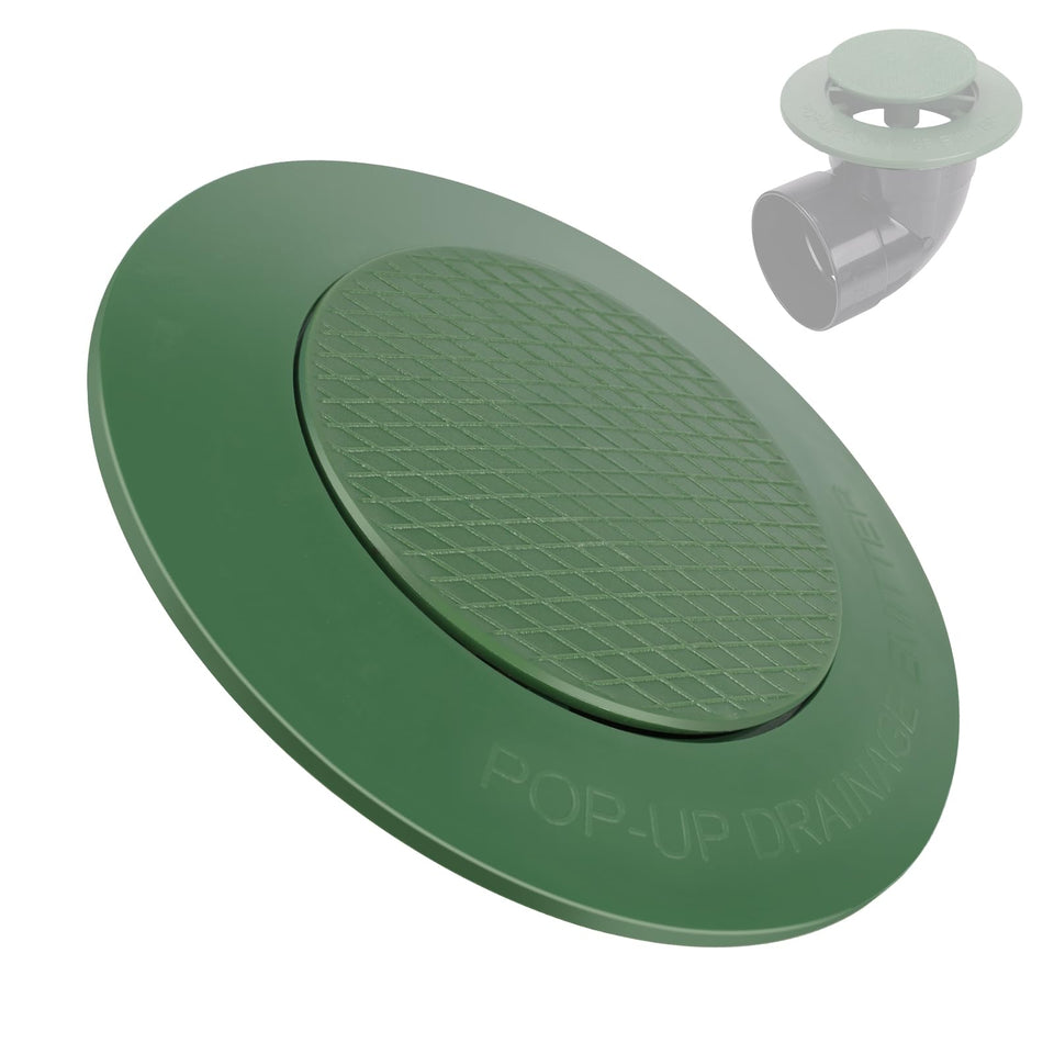 Dfnidy pop-up emitter cap installed on a 4-inch outdoor drain for efficient stormwater release