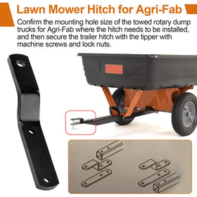 Dfnidy trailer hitch on a lawn mower demonstrating turning clearance.