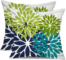 DFXSZ outdoor pillow cover 18x18 dark green flower print for patio decor