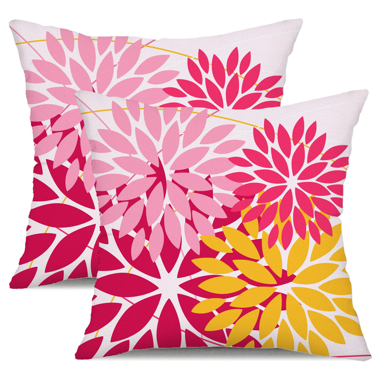 DFXSZ outdoor pillow covers with pink-yellow flower pattern for patio decor