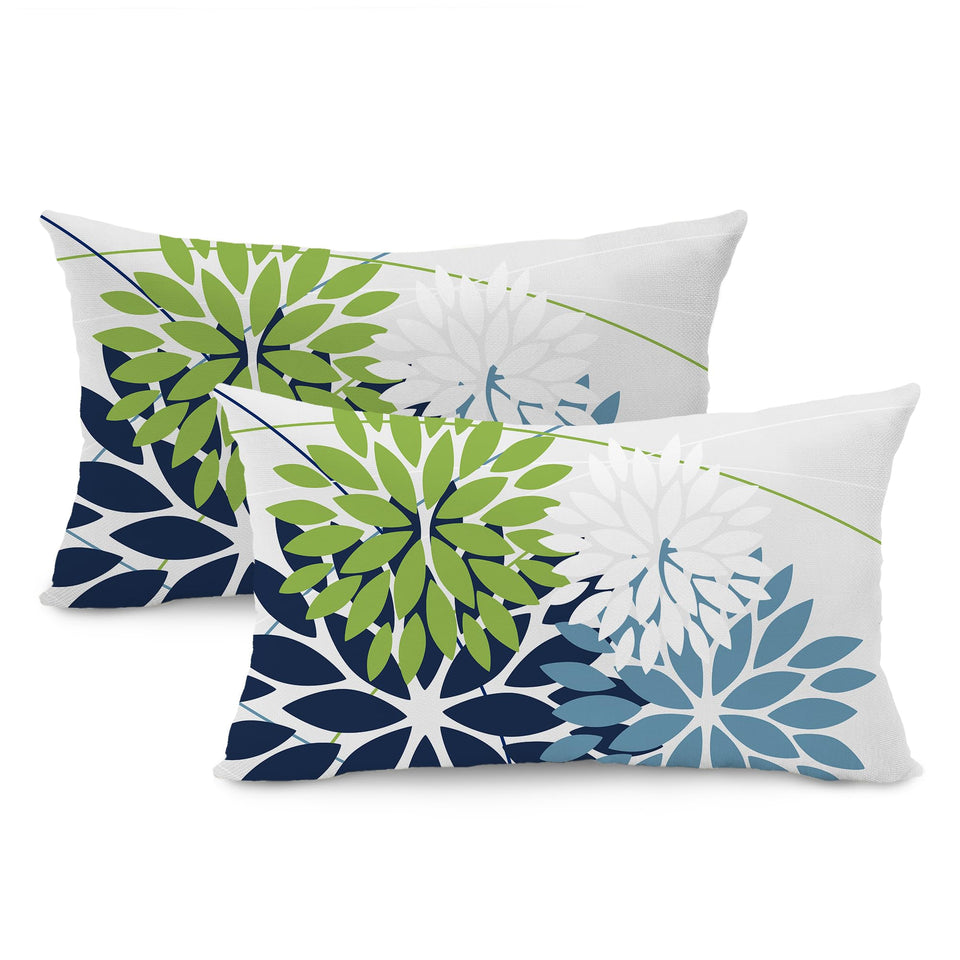DFXSZ outdoor pillow cover 12x20 blue green geometric design for patio decor