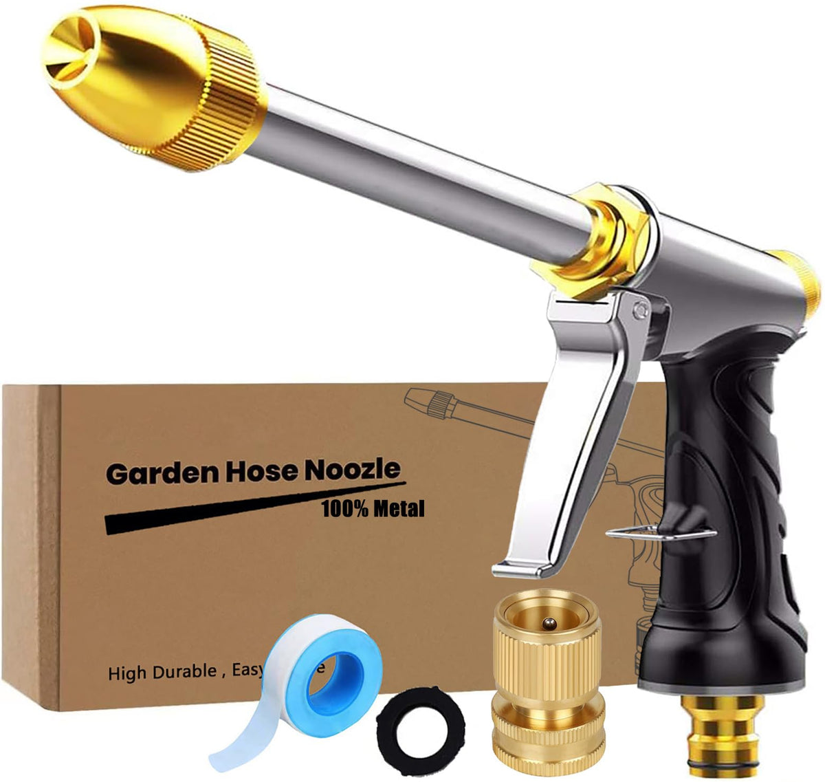 DGESRUNDA upgrade garden hose nozzle brass head for durable spray performance.