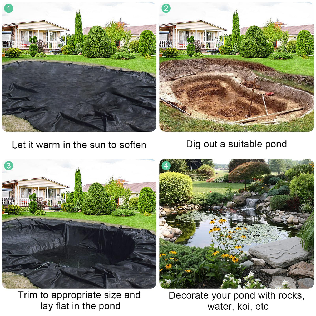 DGSL pond liner flat-underlayment creates a neat base for ponds.