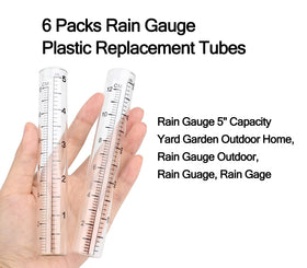 Clear dgudgu plastic rain gauge tubes with easy-to-read 5-inch scale.