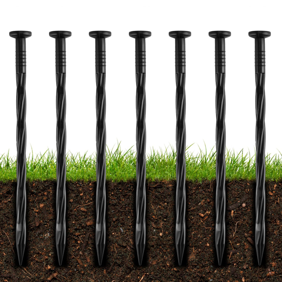 DharBnt 8-inch spiral landscape spike anchors edging securely in soil