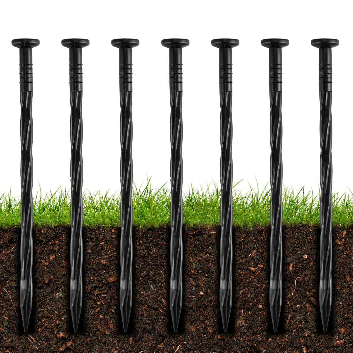 DharBnt heavy-duty landscape stakes anchoring weed barrier and fabric for a neat yard